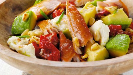 Smoked Mackerel, Avocado, Mozzarella and Sun-Blushed Tomato Salad