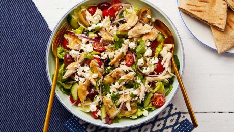 Smoked mackerel and Greek salad